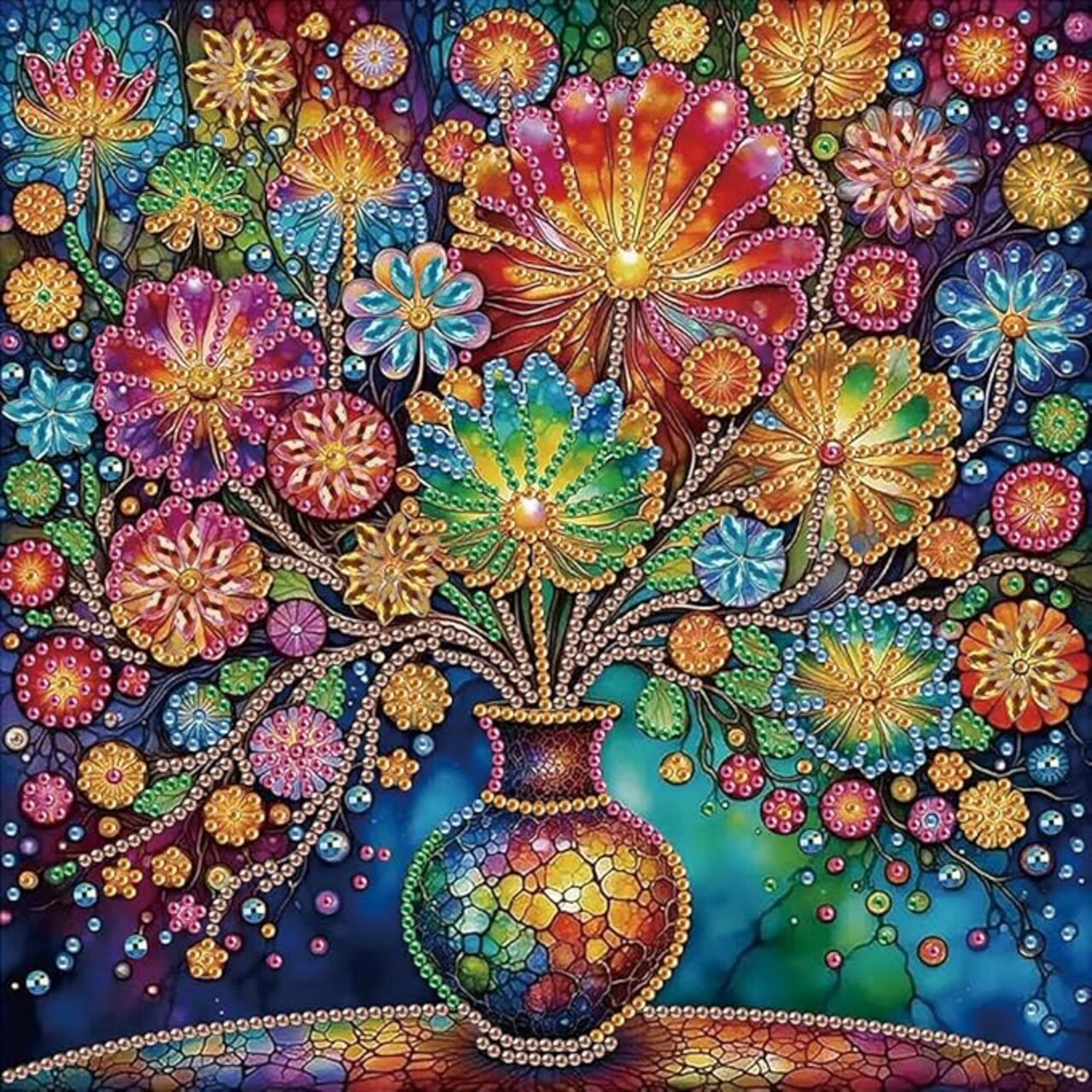 5D Special Shape Diamond Art Kits for Beginners, Diamond Painting Kits for Adults Vase, Crystal Rhinestones Diamond Painting for Home Wall Decoration Gift 12×12inch/30×30cm, Flower
